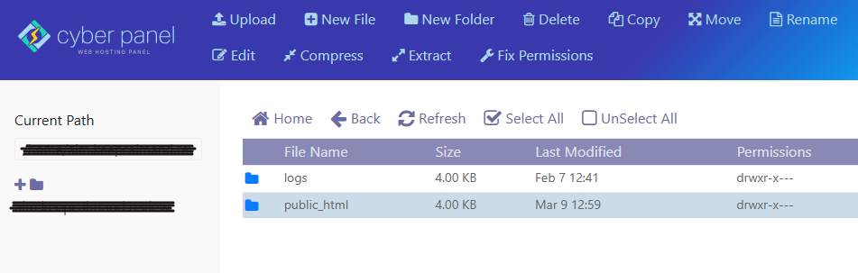 CyberPanel File Manager CyberPanel File Manager